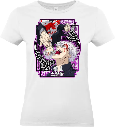 Gojo Satoru Five Seals Infinite Power - gojo satoru, Jujutsu, five seals, purple aesthetic, six eyes unleashed, anime fan art, weeb birthday, strongest sorcerer - Standard T-Shirt (Women)