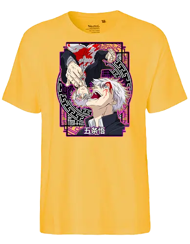 Gojo Satoru Five Seals Infinite Power - gojo satoru, Jujutsu, five seals, purple aesthetic, six eyes unleashed, anime fan art, weeb birthday, strongest sorcerer - Fairtrade T-Shirt