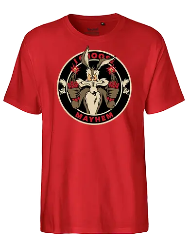 I choose mayhem  - acme, coyote, mayhem, cartoon, 90s, 80s, kids, comedy, retro cartoon, dumbwaystodie, tnt, bomb, dynamite - Fairtrade T-Shirt
