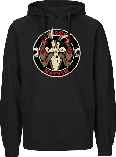 I choose mayhem  - acme, coyote, mayhem, cartoon, 90s, 80s, kids, comedy, retro cartoon, dumbwaystodie, tnt, bomb, dynamite - Fairtrade Hoodie