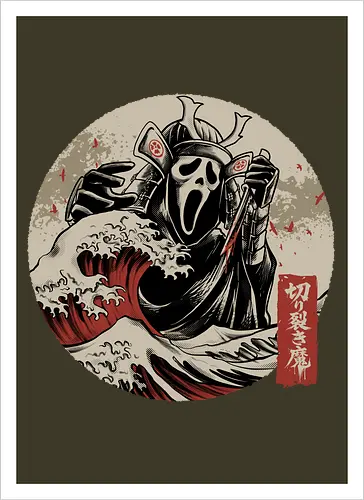 the faceless assassin - ghostface, scarymovie, horror, halloween, horror movies, slasher, halloween town, hocus pocus, elmstreet, nightmare, waveoffkanagawa, japanese, shinobi, samurai - Artprint