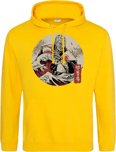 the nightmare samurai  - jasonvoorhees, freddy krueger, friday13th, horror movies, slasher, halloween town, hocus pocus, elmstreet, nightmare, waveoffkanagawa, japanese, shinobi, samurai, horror, halloween - Standard Hoodie