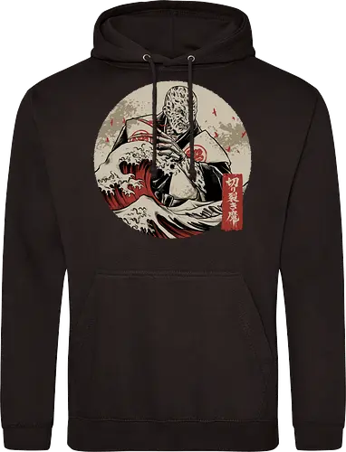 the nightmare samurai  - jasonvoorhees, freddy krueger, friday13th, horror movies, slasher, halloween town, hocus pocus, elmstreet, nightmare, waveoffkanagawa, japanese, shinobi, samurai, horror, halloween - Standard Hoodie