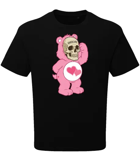 Hardcore Softie: The Skull Bear - pastel goth shirt, creepy cute graphic tee, pink teddy bear skull apparel, dark humor streetwear, hardcore softie merch, weirdcore aesthetic clothing, alternative fashion design, spooky nostalgia shirt, edgy pop art tee, ironic cute clothing - Oversize T-Shirt