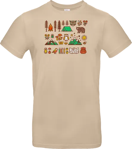 Wandering icons - outdoors, camping, hiking, nature, mountain, nature, great outdoors - Standard T-Shirt