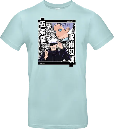 Satoru Gojo Jujutsu Unleashed - Satoru Gojo, Jujutsu, strongest sorcerer, anime gift, otaku, sticker style, black and white, jjk fan - Standard T-Shirt
