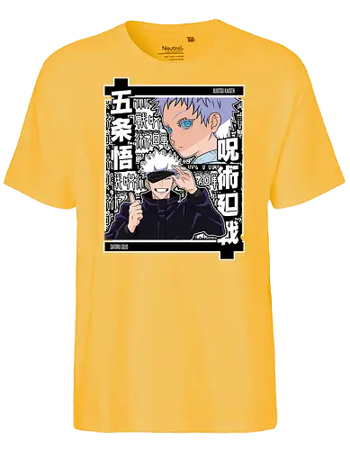Satoru Gojo Jujutsu Unleashed - Satoru Gojo, Jujutsu, strongest sorcerer, anime gift, otaku, sticker style, black and white, jjk fan - Fairtrade T-Shirt