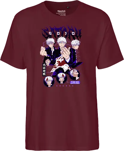 Gojo Squad Jujutsu Collage - Jujutsu, Gojo collage, sorcerer squad, anime fan gift, otaku culture, red and white, manga panel style, jjk characters - Fairtrade T-Shirt