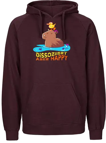 Dissoziiert aber happy! - Capybara, Glücklich - Fairtrade Hoodie
