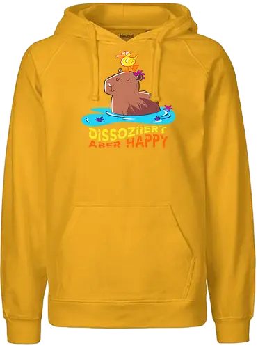 Dissoziiert aber happy! - Capybara, Glücklich - Fairtrade Hoodie