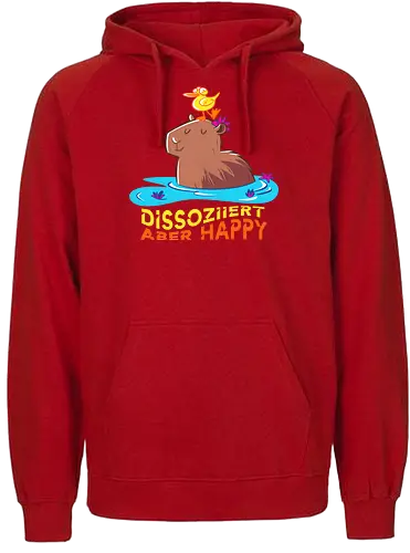 Dissoziiert aber happy! - Capybara, Glücklich - Fairtrade Hoodie