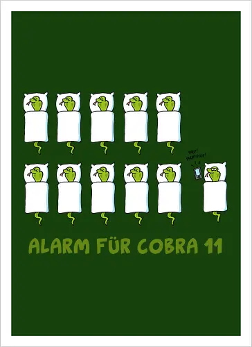 Ruthe - Cobra 11 - Ruthe, Ralph Ruthe, comic, cobra, schlange, 11, Alarm, fun, wecker - Artprint