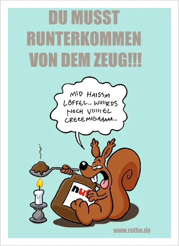 Ruthe - Nutella Eichhorn - Ruthe, Ralph Ruthe, comic, eichhörnchen, Nuss Nugat Creme, sucht - Artprint