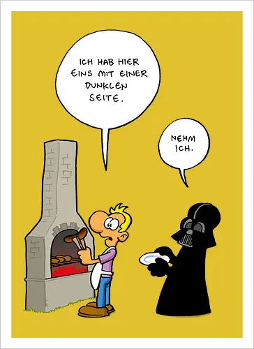 Ruthe - Dunkle Seite - Ruthe, Ralph Ruthe, comic, Dunkle Seite der Wurst, wurst, mashup, Dunkle Seite, dark lord - Artprint