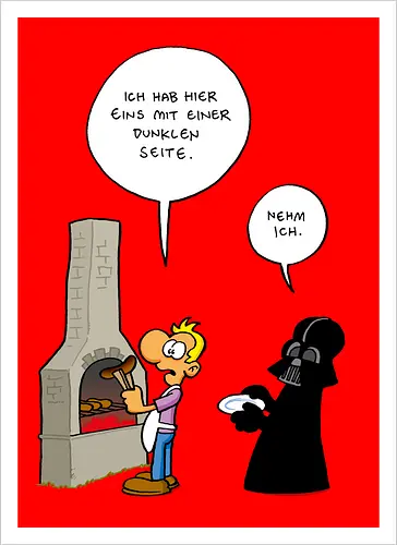Ruthe - Dunkle Seite - Ruthe, Ralph Ruthe, comic, Dunkle Seite der Wurst, wurst, mashup, Dunkle Seite, dark lord - Artprint
