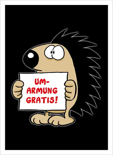 Ruthe - Gratisumarmung - Ruthe, Ralph Ruthe, comic, igel, hug, Gratisumarmung, umarmung - Artprint