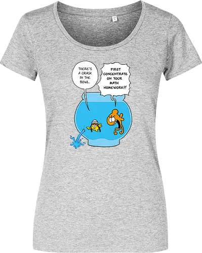 Ruthe - Crack in the Bowl - Ruthe, Ralph Ruthe, comic, crack, Fishbowl, Math, Homework, fish - Women T-Shirt