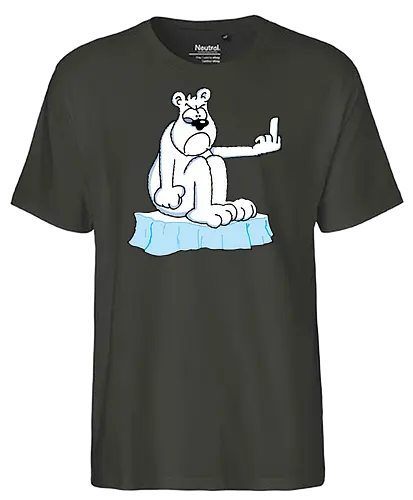 Ruthe - Eisbär - Ruthe, Ralph Ruthe, comic, eisbär, stinkefinger, Klimawandel - Fairtrade T-Shirt