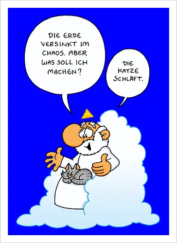 Ruthe - Gottkatze - Ruthe, Ralph Ruthe, katze, gott, comic, Gottkatze - Artprint