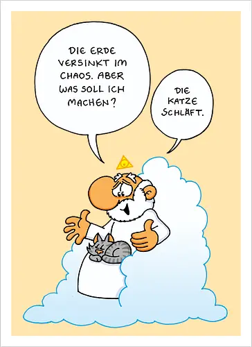 Ruthe - Gottkatze - Ruthe, Ralph Ruthe, katze, gott, comic, Gottkatze - Artprint