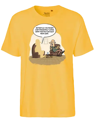 Freigestellt - tot aber lustig, Michael Holtschulte, freigestellt, psychotherapie, comic - Fairtrade T-Shirt