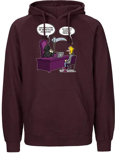 Mit Menschen arbeiten - tot aber lustig, mit menschen arbeiten, comic, tod, bewerbung - Fairtrade Hoodie