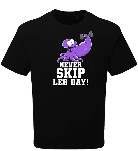 Never Skip Leg Day! - Joscha Sauer, Joscha, Nichtlustig, comic, Nicht Lustig, Leg day, Skip, squid, tintenfisch - Oversize T-Shirt