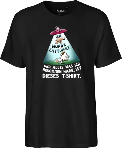 ICH WURDE ENTFÜHRT... - Joscha Sauer, Nichtlustig, Nicht Lustig, comic, kuh, alien, entführung - Fairtrade T-Shirt