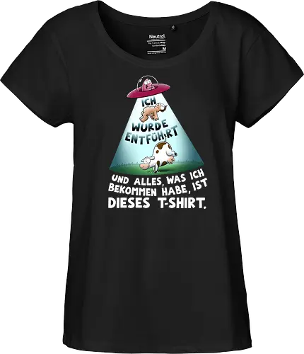 ICH WURDE ENTFÜHRT... - Joscha Sauer, Nichtlustig, Nicht Lustig, comic, kuh, alien, entführung - Fairtrade Girl Shirt
