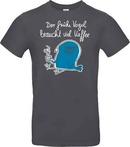Der frühe Vogel braucht viel Kaffee - kaffee, koffein - Standard T-Shirt
