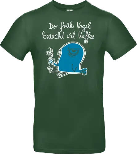 Der frühe Vogel braucht viel Kaffee - kaffee, koffein - Standard T-Shirt