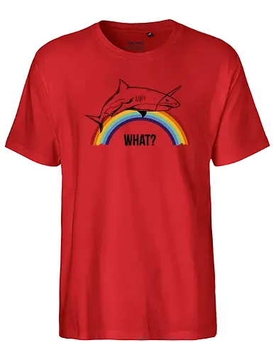 What? - fun, shark, what, meme - Fairtrade T-Shirt