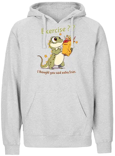 Exercise or extra fries? - Exercise, fries, fritten, fast food - Fairtrade Hoodie