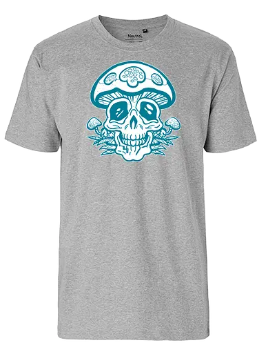 Skull'n'shrooms Stencil - skull, mushroom, pilz, schädel - Fairtrade T-Shirt