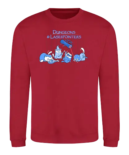Dungeons and Laserpointers - Pen and Paper, dungeons, laserpointer, laser, cat, katze, zauberer, ninja - Sweatshirt