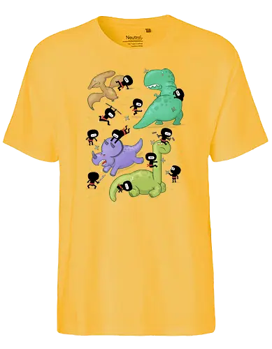 Ninjas vs. Dinosaurs - ninja, ninjas, dinosaurier, dino, dinos, dinosaur, echse, japan - Fairtrade T-Shirt