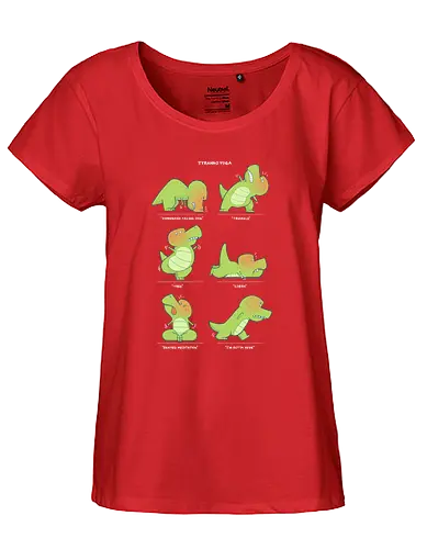 Tyranno Yoga - dinosaur, dinosaurier, dino, t-rex, tyrannosaurus, rex, yoga, nice try, ärmchen - Fairtrade Girl Shirt