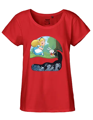 Alice in Troubleland - alice in wonderland, alice im wunderland, fun, lewis carroll, alice, rabbithole, kaninchenbau - Fairtrade Girl Shirt