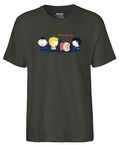 OMG he is dead jim - trek, mccoy, southpark, kenny - Fairtrade T-Shirt