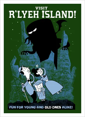 Visit R'lyeh Island - cthulhu, call of cthulhu, monster, fantasy, Old oConsole - Artprint
