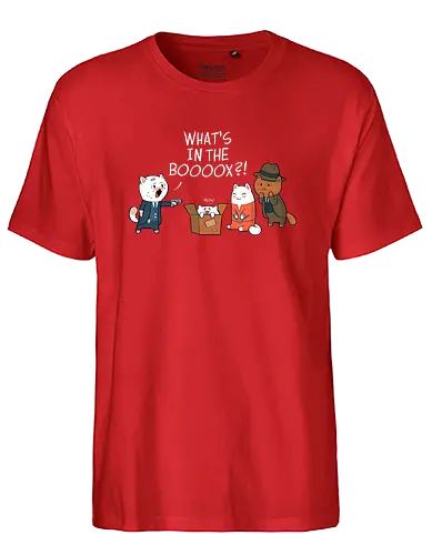 What's in the booox?! - box, movie, film, cat, katze, Seven, Sieben, fun, mashup - Fairtrade T-Shirt