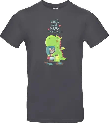 Let's just hug - dragon, hug, knight, fantasy, rpg, love, friendship, liebe, umarmung, freundschaft - Standard T-Shirt