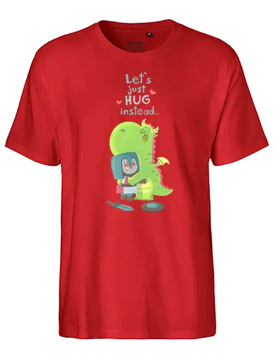 Let's just hug - dragon, hug, knight, fantasy, rpg, love, friendship, liebe, umarmung, freundschaft - Fairtrade T-Shirt