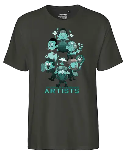 League of Extraordinary Artists - Artist, kunst, Künstler, da vinci, leonardo, van gogh, Frieda Kahlo, picasso - Fairtrade T-Shirt