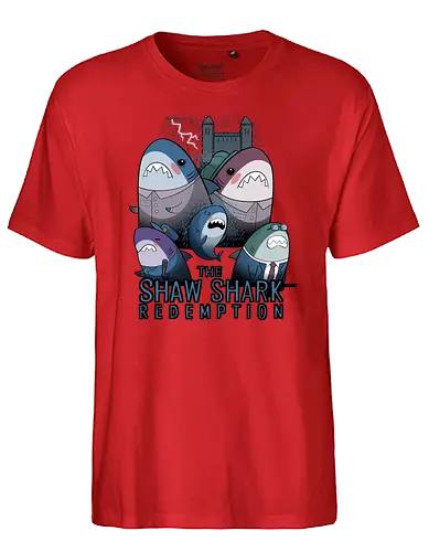 The Shaw Shark Redemption - movie, mashup, fun, Shawshank Redemption, film, king, shark, stephen king, Prison - Fairtrade T-Shirt