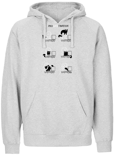ProCATStination - cat, katze, fun, prokrastination, procrastination, pun - Fairtrade Hoodie