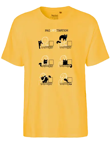 ProCATStination - cat, katze, fun, prokrastination, procrastination, pun - Fairtrade T-Shirt
