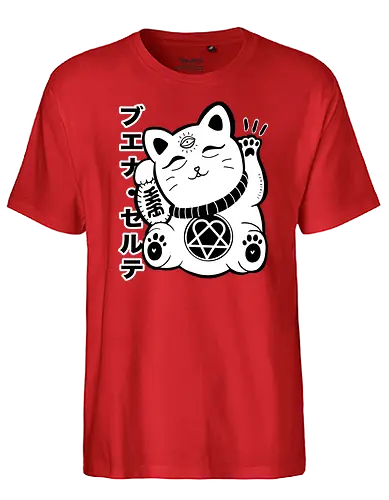 Hrtamaneki - maneki neko, japan, katze, Winkekatze, lucky cat - Fairtrade T-Shirt