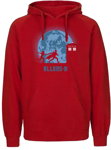 Allons - doctor, who, david tennant, allons-y, tardis, scifi, moon, mond - Fairtrade Hoodie