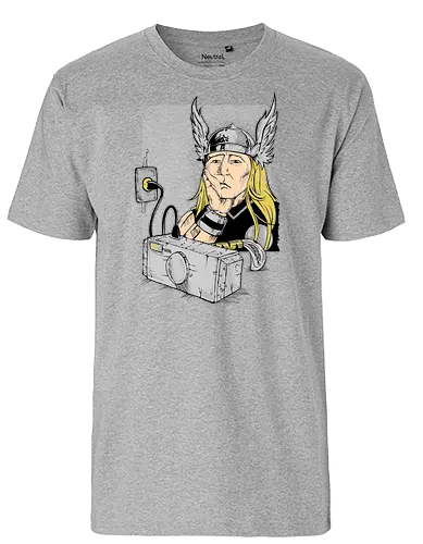 Low Battery - thor, hammer, batterie, energy, Electricity, thunder, god - Fairtrade T-Shirt